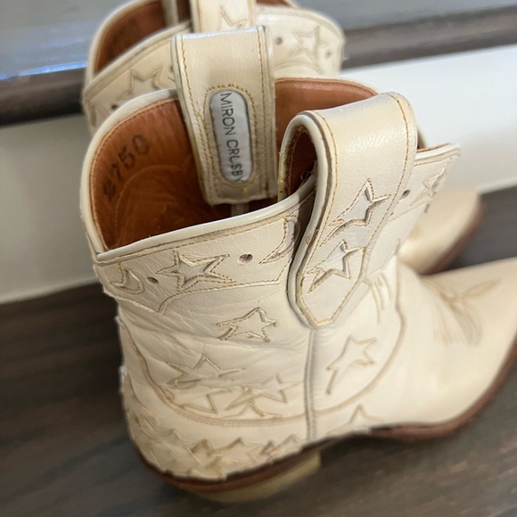 Miron Crosby Brooke Creme Leather Boots 7 - Picture 6 of 7